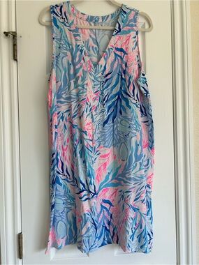 Lilly Pulitzer Amina Swing Dress in Kaleidoscope Coral, size XL, EUC